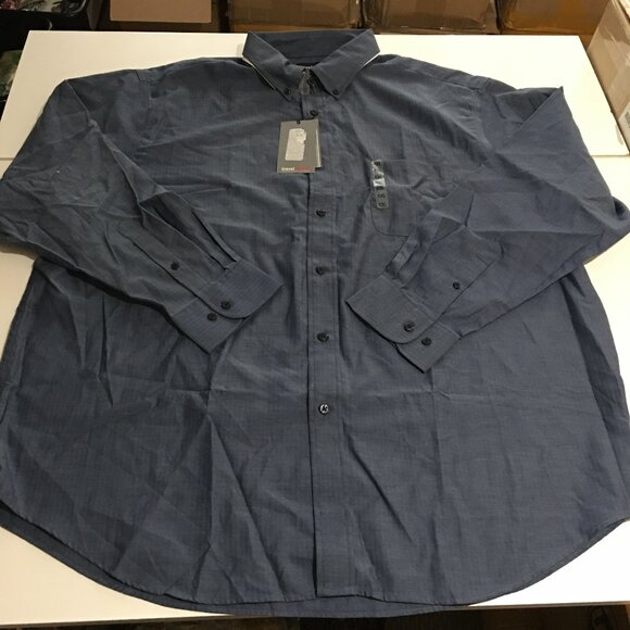 Roundtree Yorke Travel Smart Men 2XL Long Sleeve Button Shirt Navy Blue NWT - Picture 1 of 9